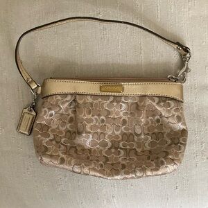 VINTAGE Coach Tan Monogram Clutch Wristlet